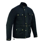 Gallanto Black Wax Cotton Armoured Motorcycle Biker Long Waterproof Jacket