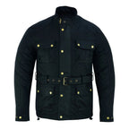 Gallanto Black Wax Cotton Armoured Motorcycle Biker Long Waterproof Jacket