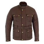 Gallanto Brown Wax Cotton Armoured Motorcycle Biker Long Waterproof Jacket