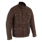 Gallanto Brown Wax Cotton Armoured Motorcycle Biker Long Waterproof Jacket