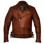Gallanto Vintage Dark Brown Classic Diamond Armoured Biker Leather Jacket