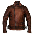Gallanto Vintage Dark Brown Classic Diamond Armoured Biker Leather Jacket
