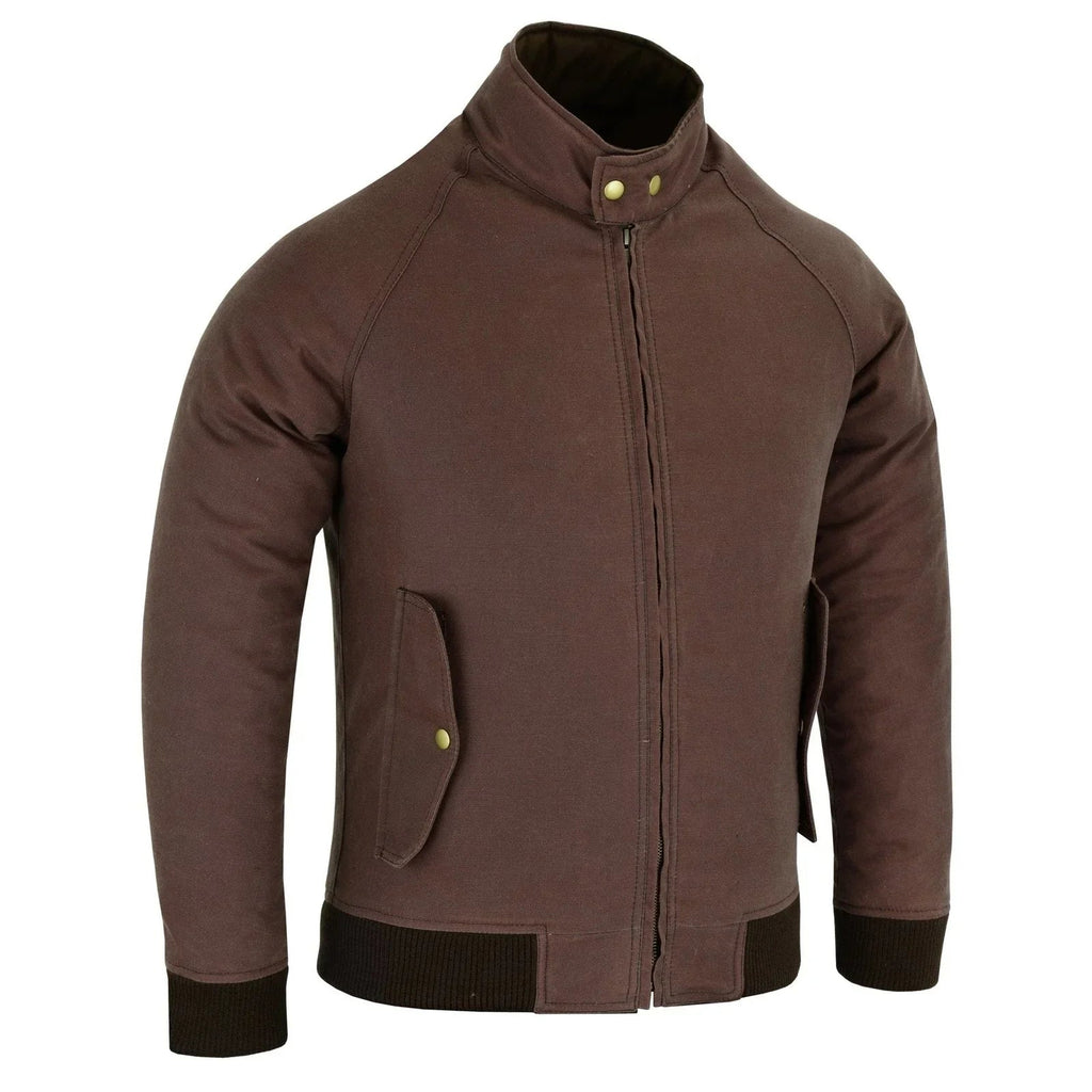 Gallanto Wax Cotton Armoured Bomber Jacket Waterproof Biker Motorcycle