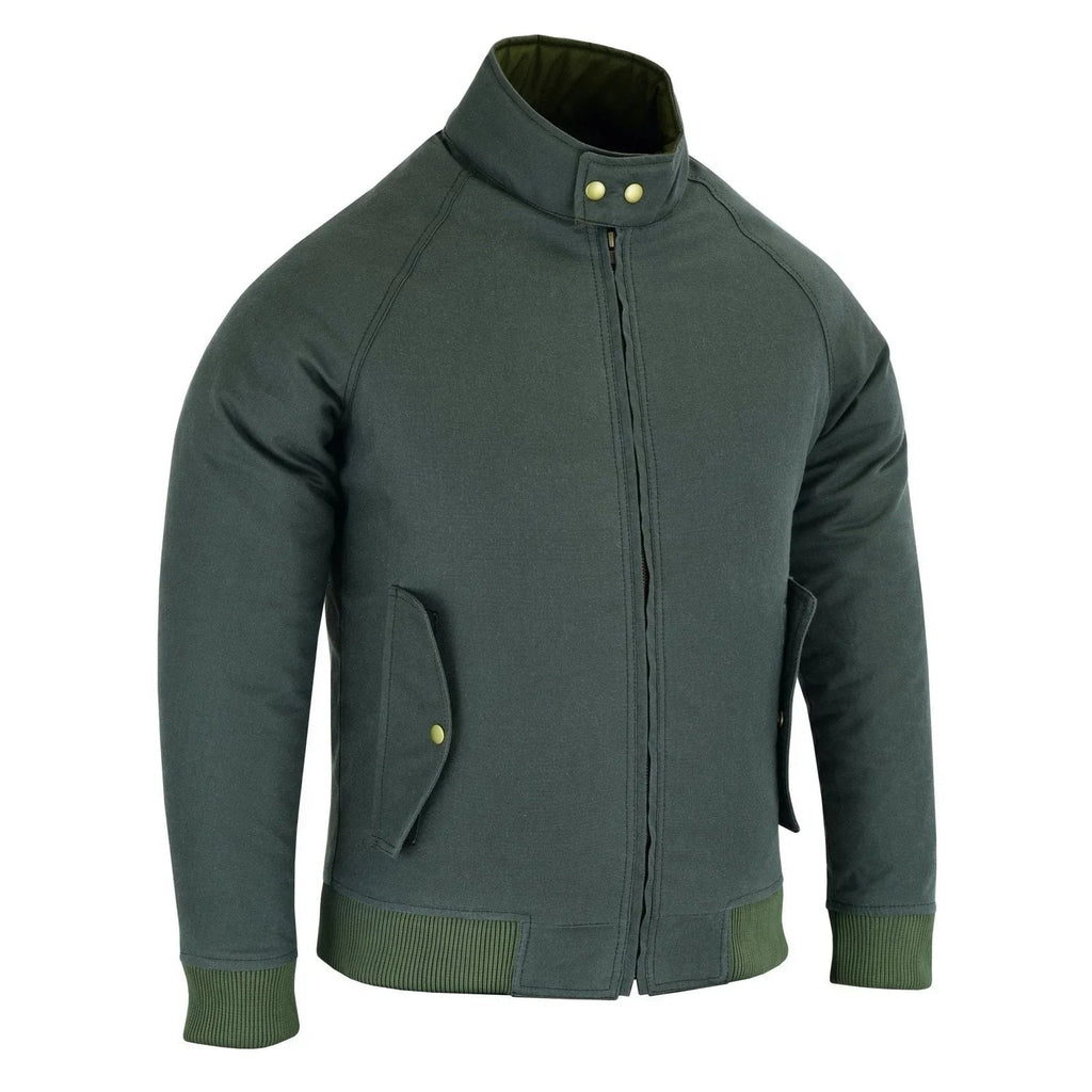 Gallanto Wax Cotton Armoured Bomber Jacket Waterproof Biker Motorcycle