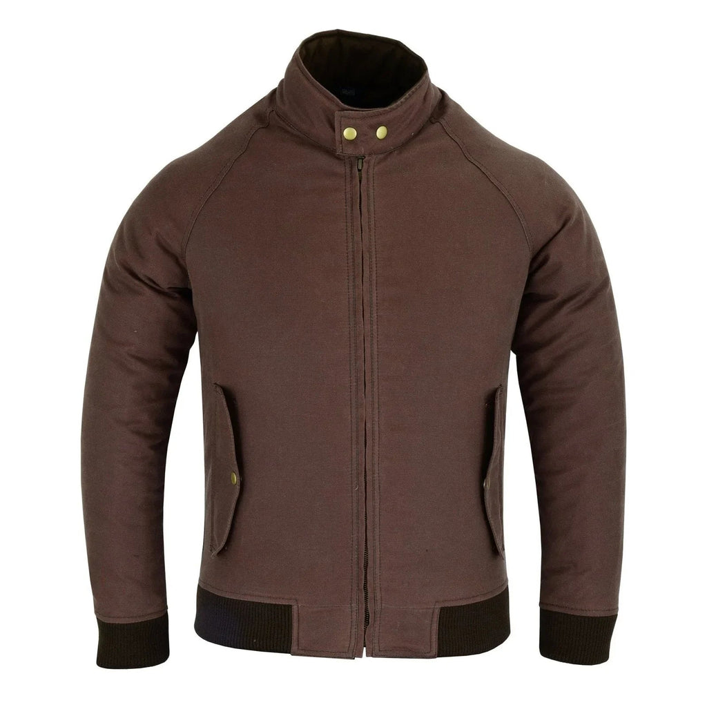 Gallanto Wax Cotton Armoured Bomber Jacket Waterproof Biker Motorcycle