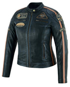 Gallanto Women's Fashion Black Leather Biker Style Jacket with Badges