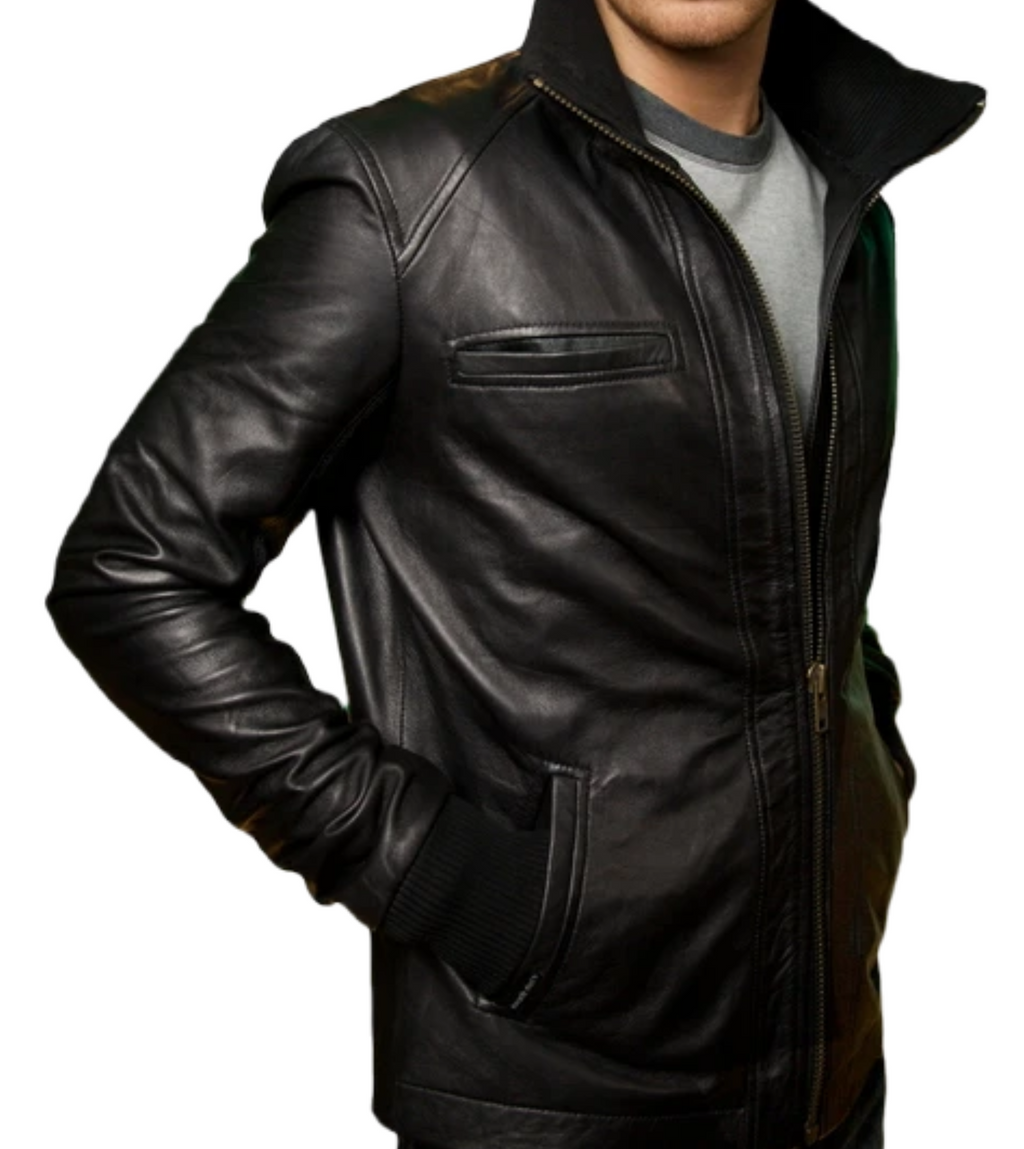 Adriel Stylish Slim Fit Black Leather Jacket