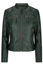 Alana Green Leather Biker Jacket