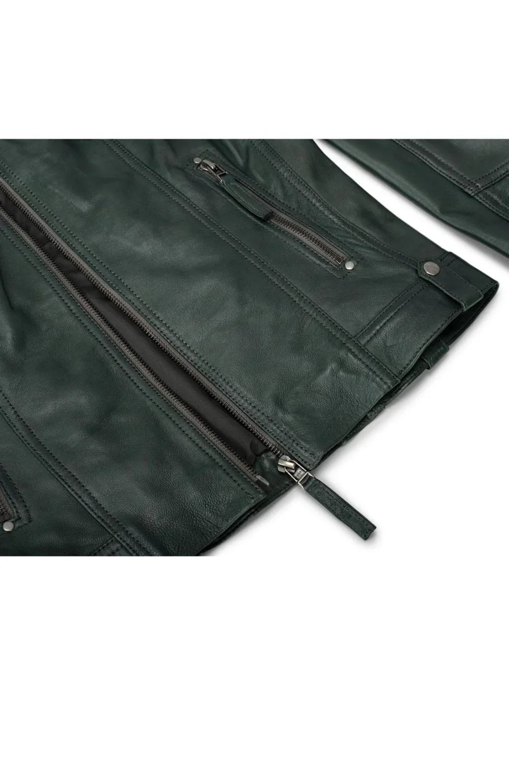 Alana Green Leather Biker Jacket