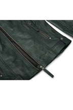 Alana Green Leather Biker Jacket