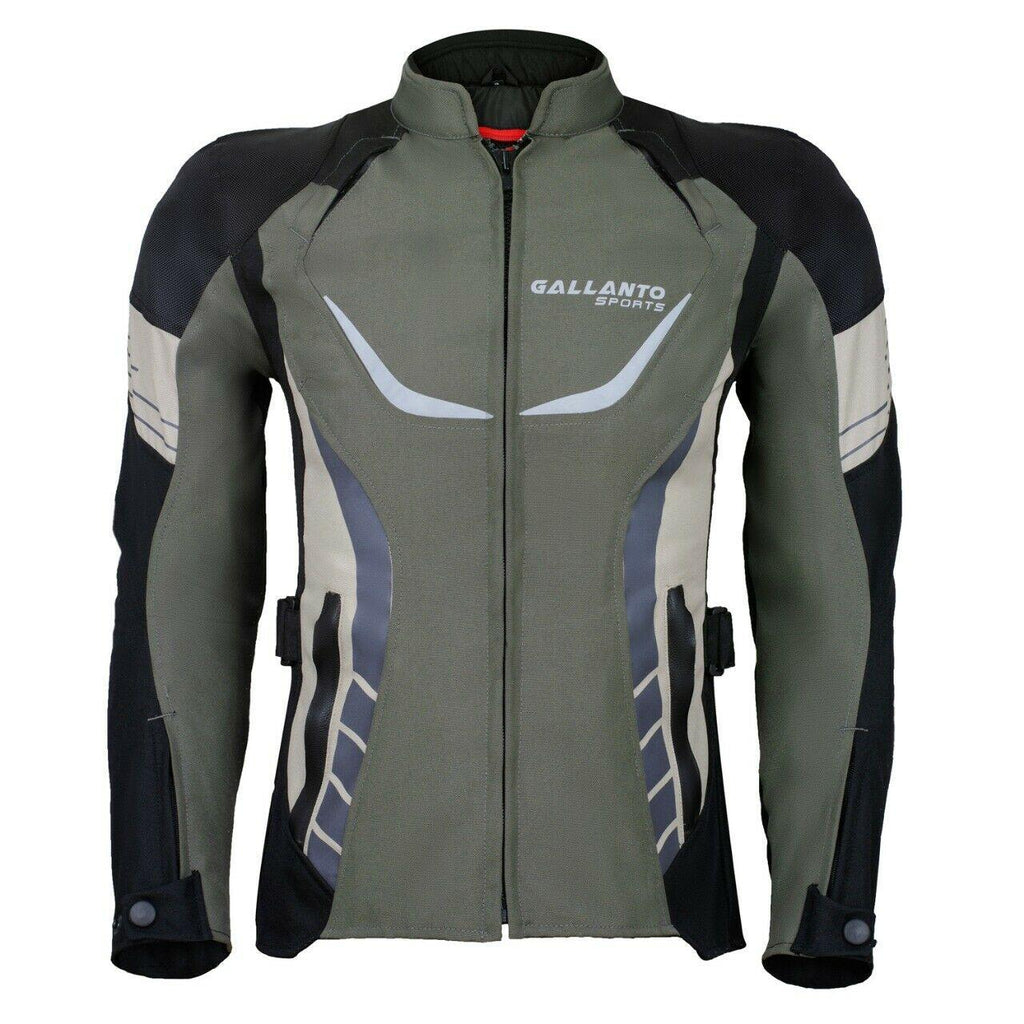 Grey and Black Ladies  Fabric Biker Jacket Armoured