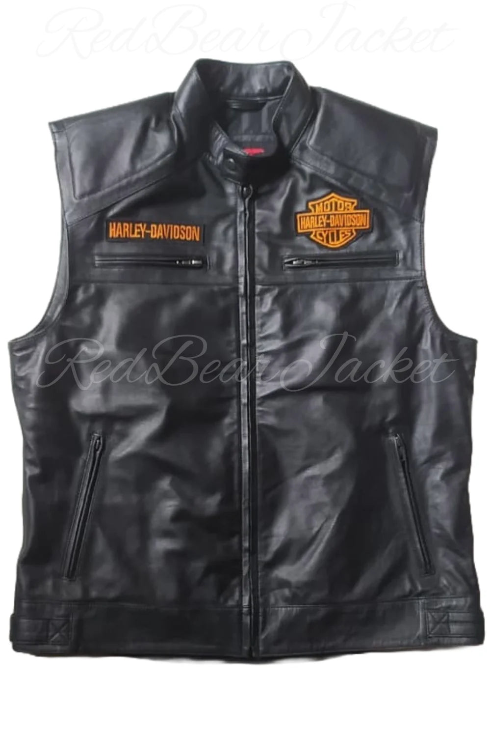 Harley Davidson HD Passing Link Leather Vest For Men With Eaglemark Embroidered Patches