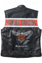 Harley Davidson HD Passing Link Leather Vest For Men With Eaglemark Embroidered Patches