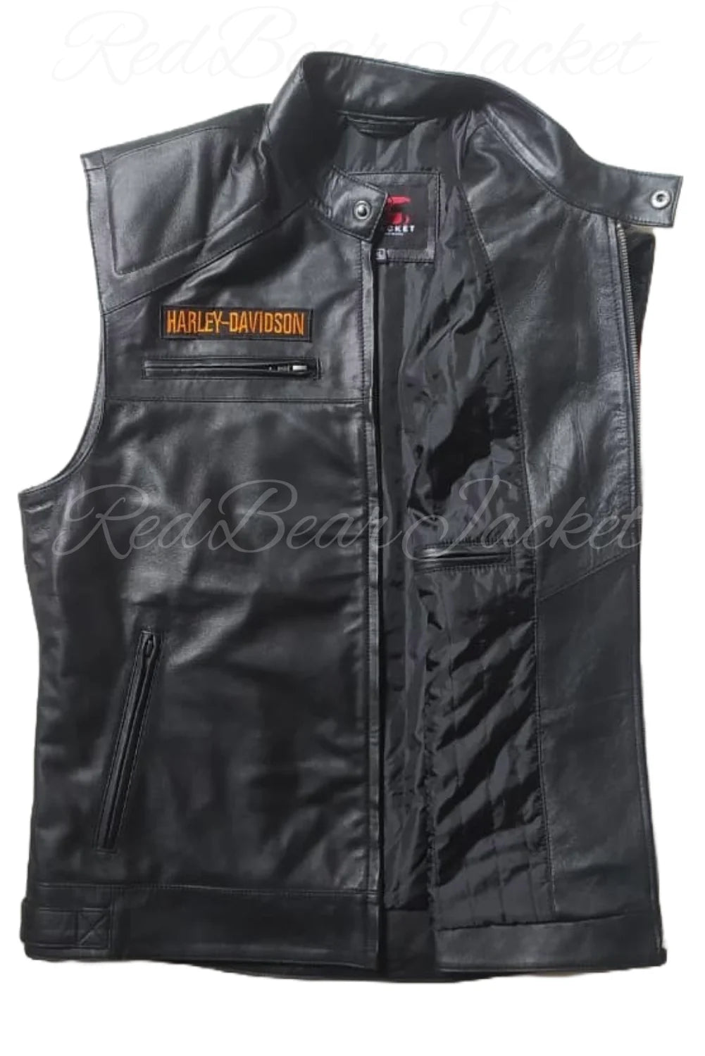Harley Davidson HD Passing Link Leather Vest For Men With Eaglemark Embroidered Patches