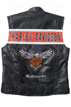 Harley Davidson HD Passing Link Leather Vest For Men With Eaglemark Embroidered Patches