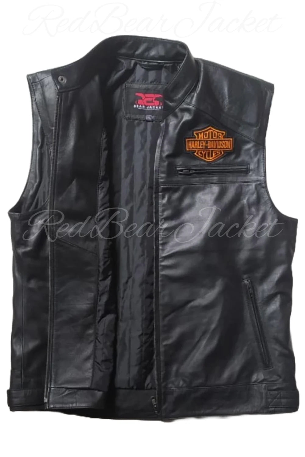 Harley Davidson HD Passing Link Leather Vest For Men With Eaglemark Embroidered Patches