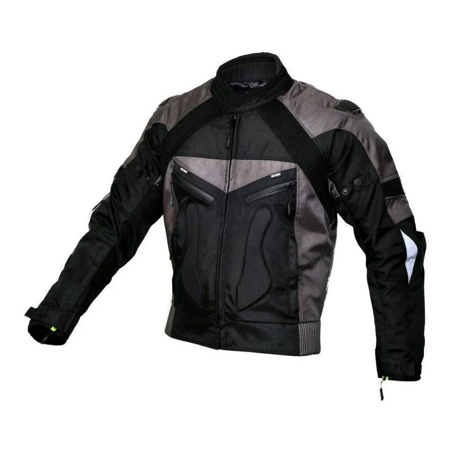 Hawk Black/Grey Textile Biker Motorcycle Waterproof Armoured Jacket