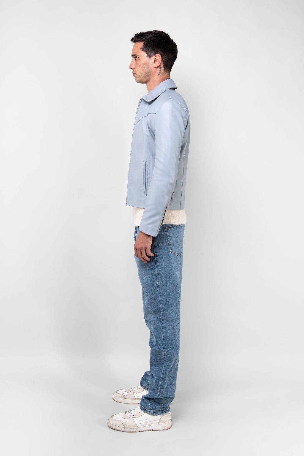 Hendrix: Celestial Blue Leather Jacket