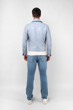 Hendrix: Celestial Blue Leather Jacket