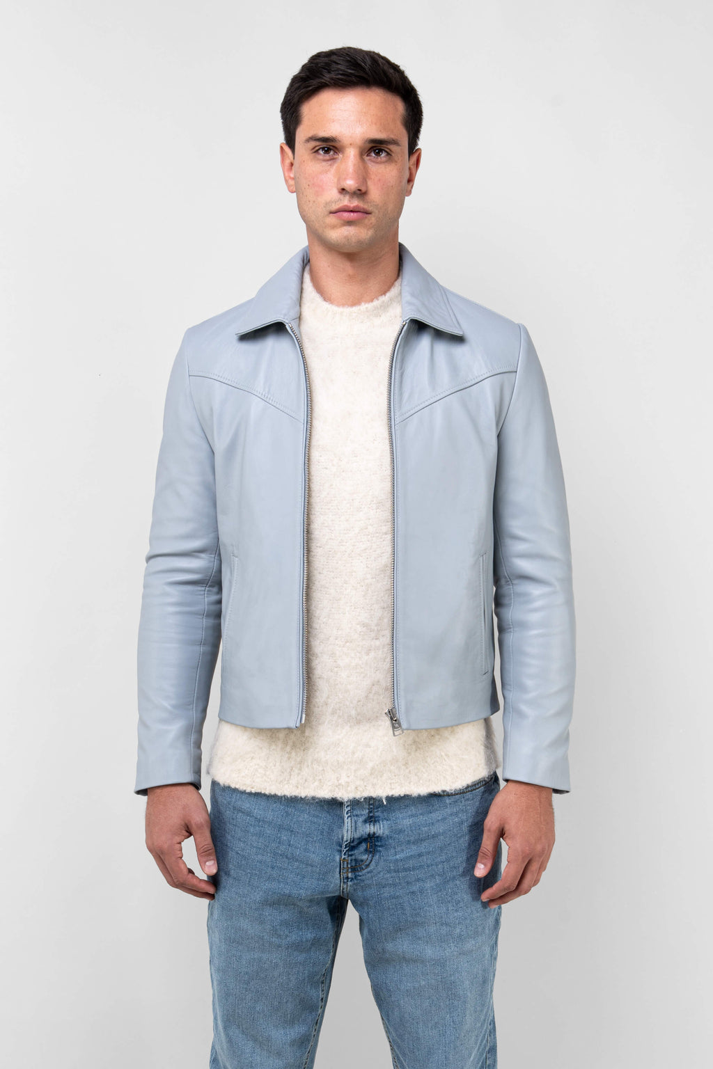 Hendrix: Celestial Blue Leather Jacket