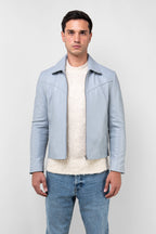 Hendrix: Celestial Blue Leather Jacket