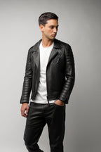 Kay Michaels 3.0 Tall: Matte Black Hardware Leather Jacket (Man)