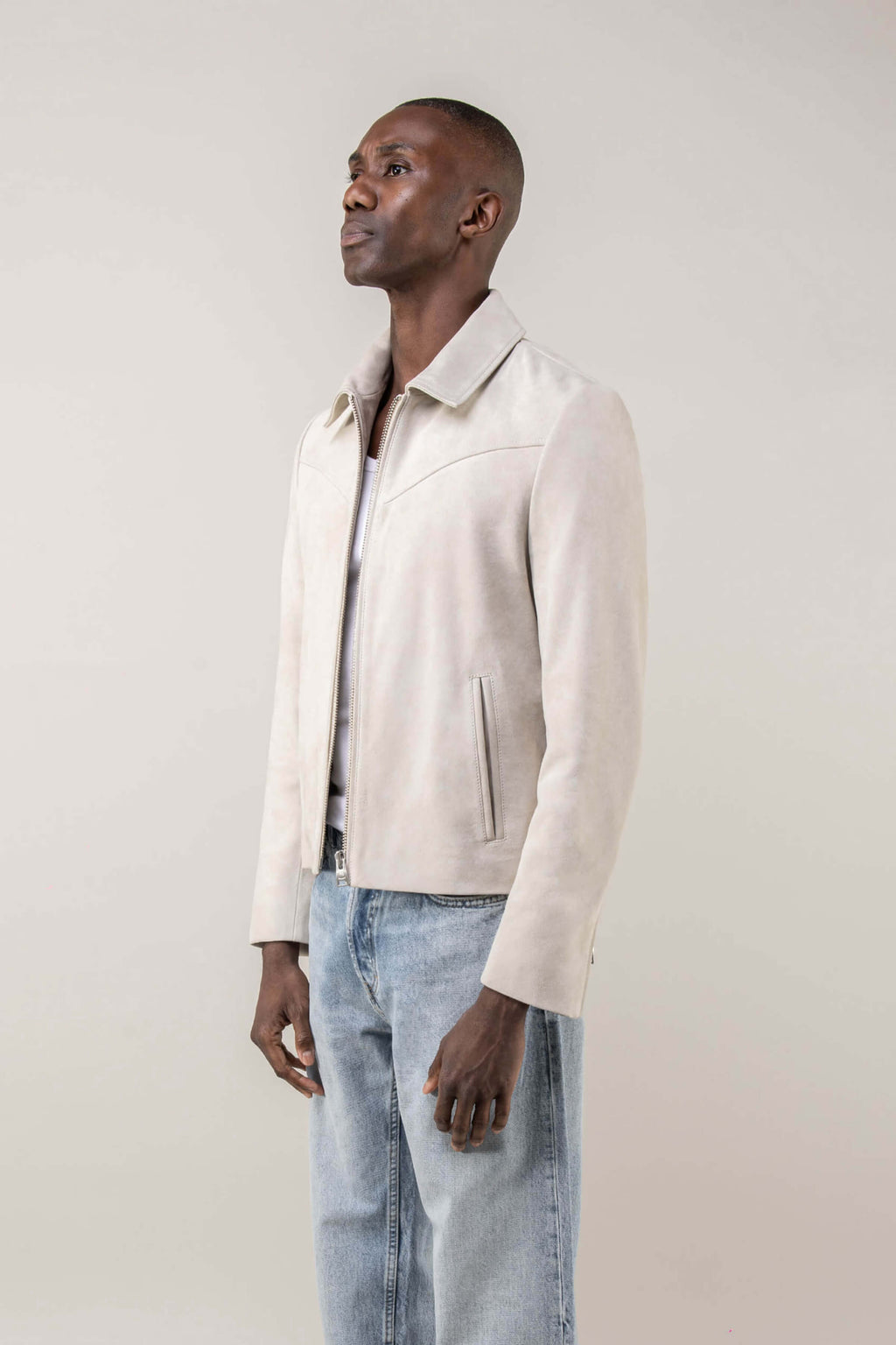 Hendrix: Sandstone Suede Leather Jacket