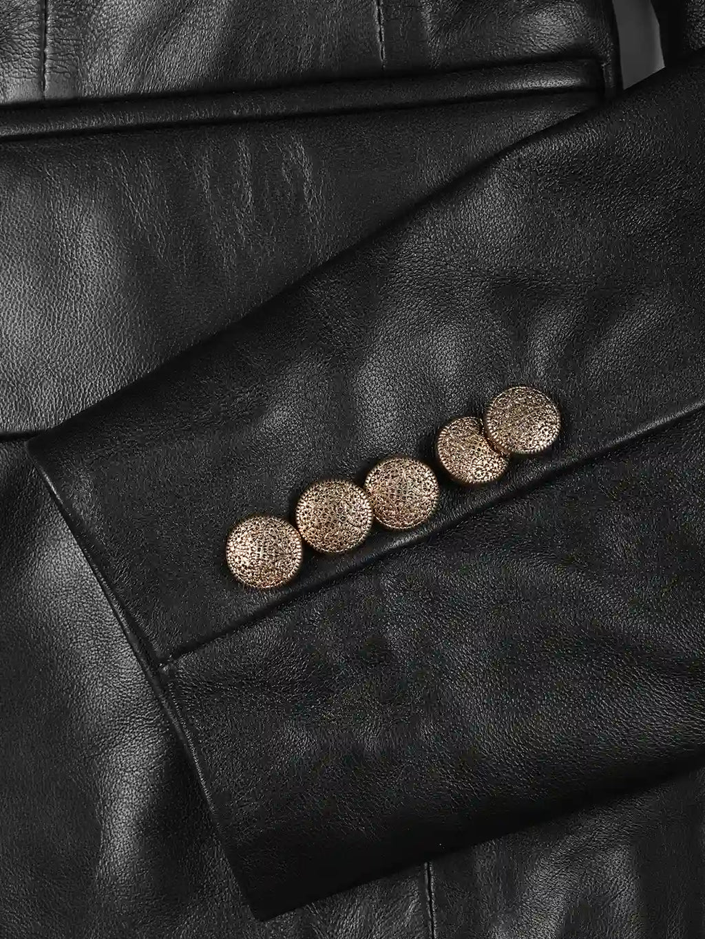 Kim Women's Black Double Breasted Leather Blazer