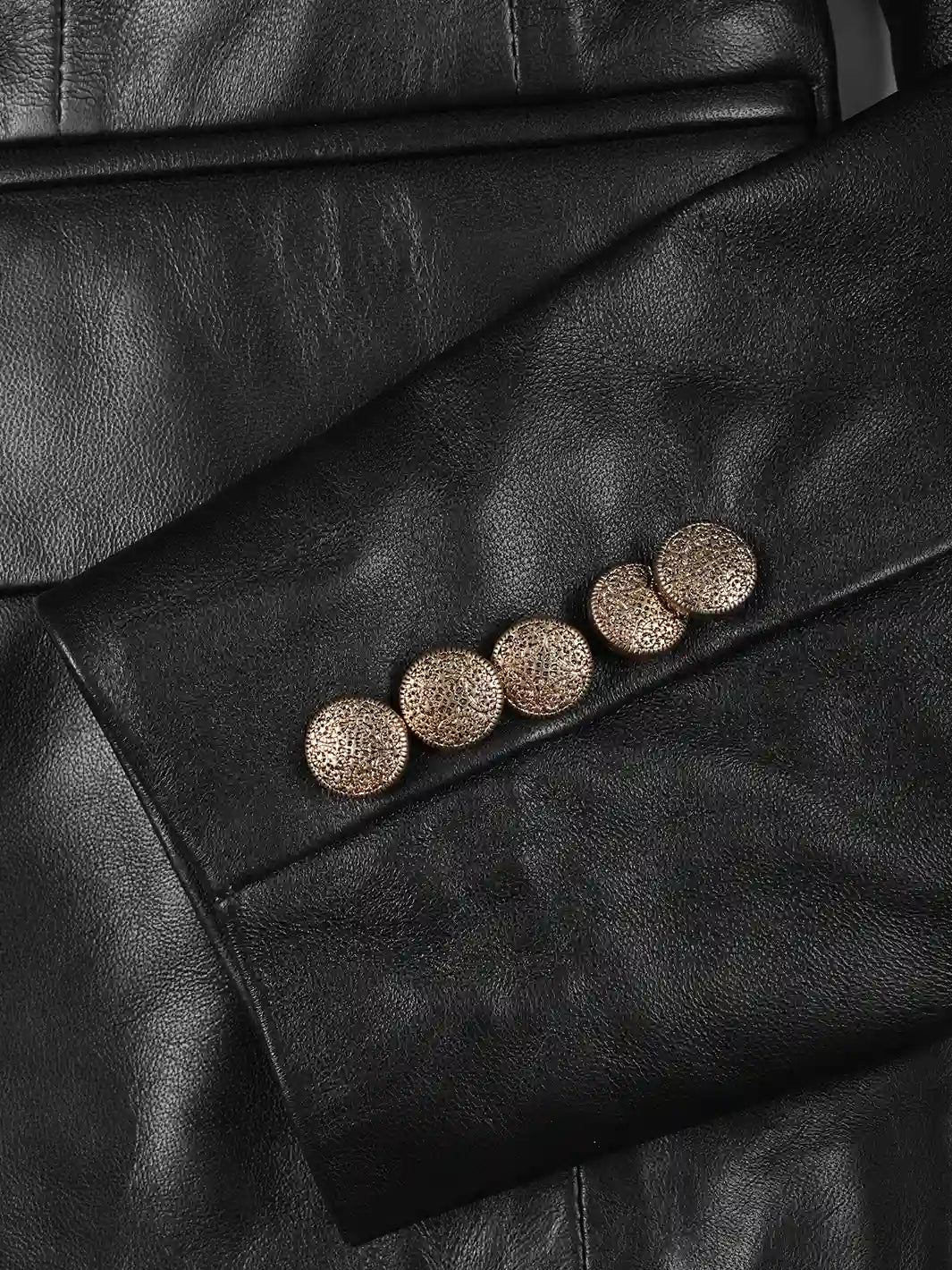 Kim Women's Black Double Breasted Leather Blazer
