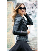 Alison Black Leather Biker Jacket