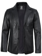 Surrey Men's Two Button Black Leather Blazer
