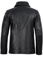 Surrey Men's Two Button Black Leather Blazer