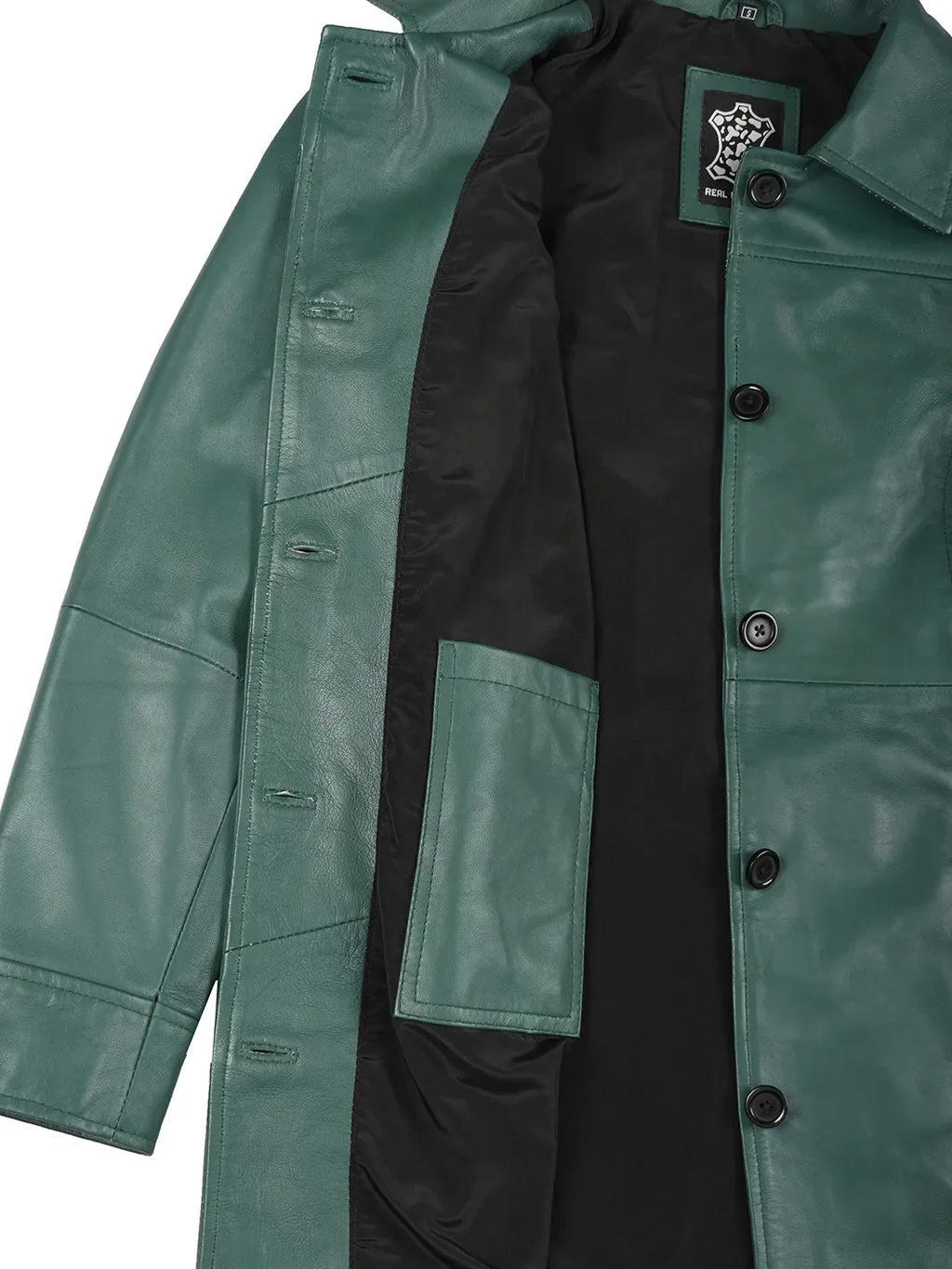 Kandis Women's Green Real Leather Car Coat