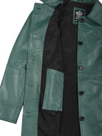 Kandis Women's Green Real Leather Car Coat