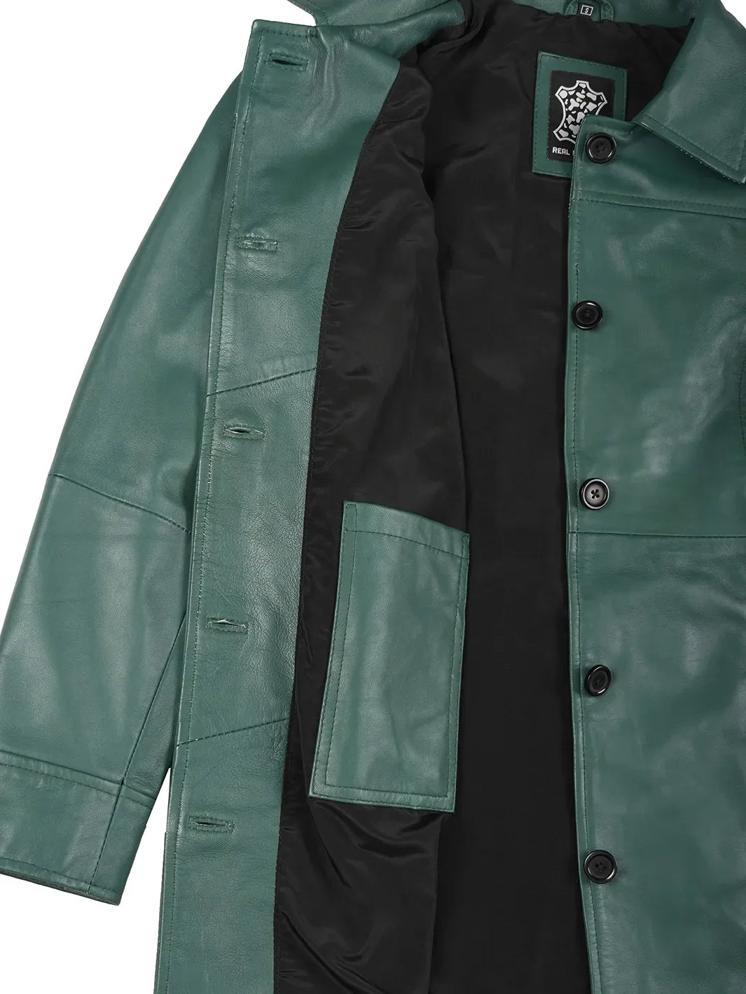 Kandis Women's Green Real Leather Car Coat