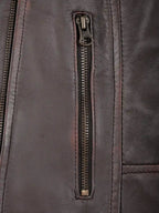 Women's Dark Brown Asymmetrical Leather Biker Jacket