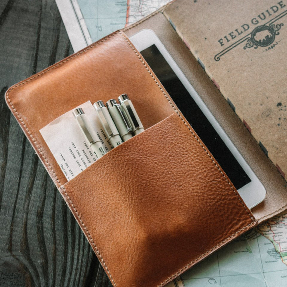 Dakota Leather Journal Cover & iPad Mini Case | Saddle Tan