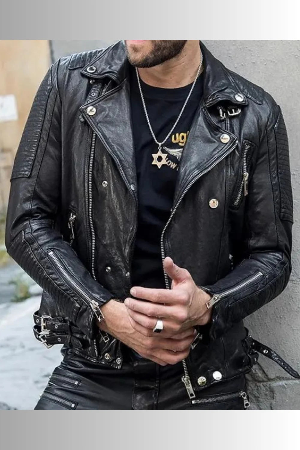 Allaric Alley Black Leather Biker Jacket
