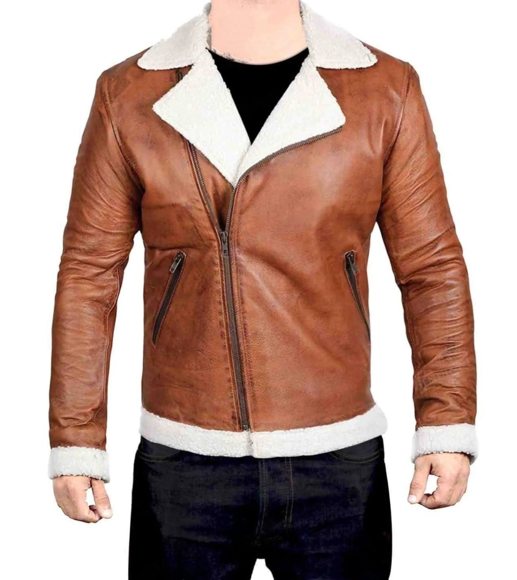 Michael B-3 Brown Leather Bomber Jacket