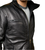 Adriel Stylish Slim Fit Black Leather Jacket