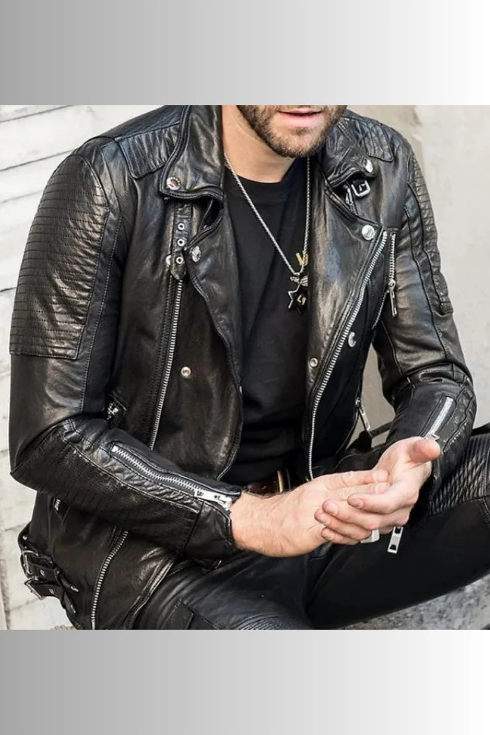 Allaric Alley Black Leather Biker Jacket
