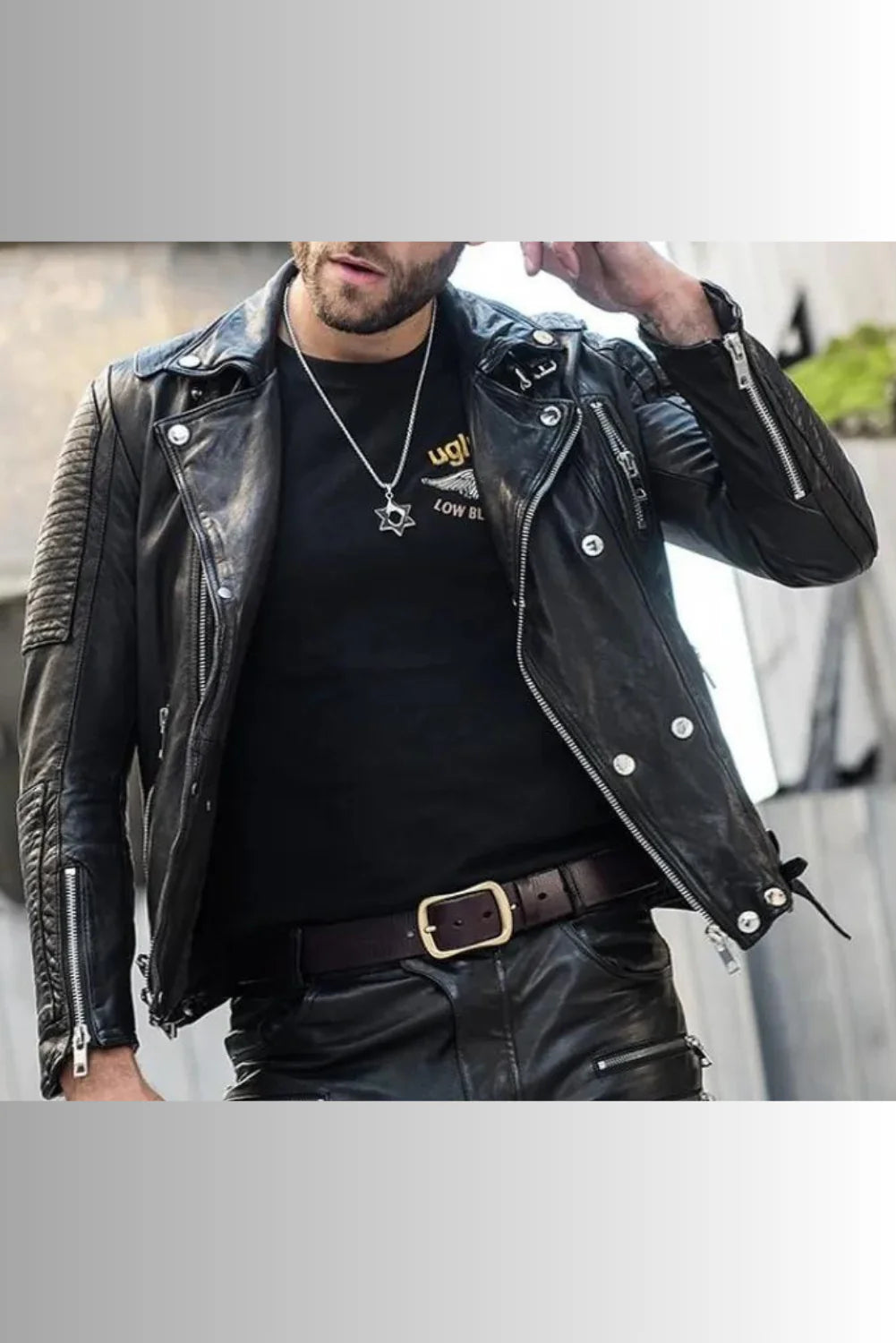Allaric Alley Black Leather Biker Jacket