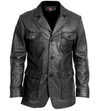 Lucas Black Leather Peacoat