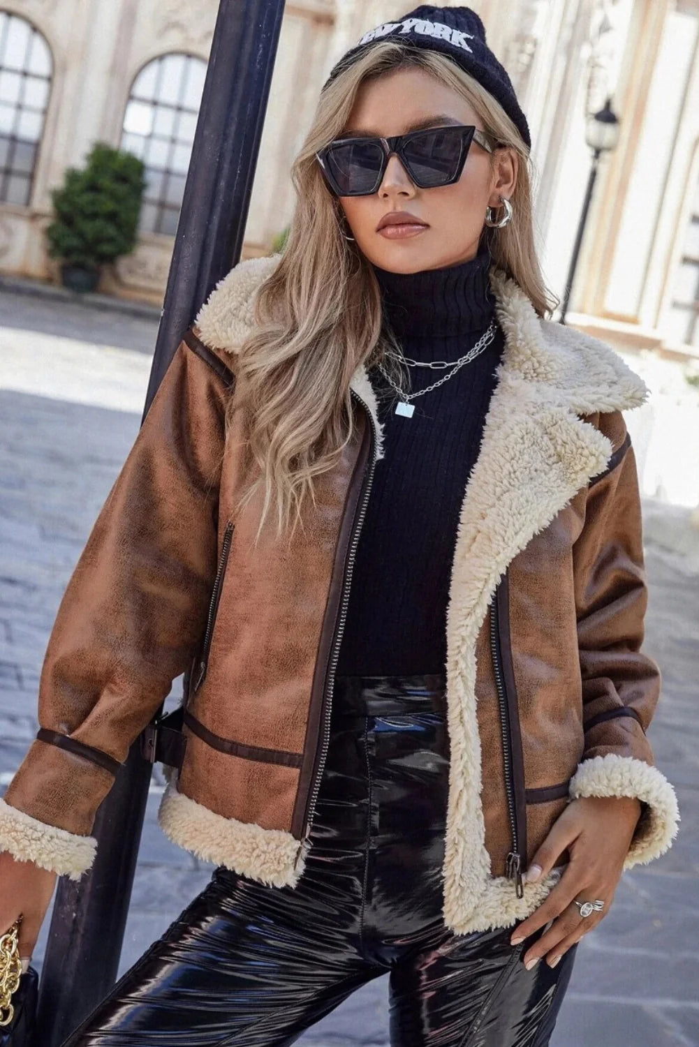 Eloise B3 RAF Shearling Aviator Bomber Leather Jacket