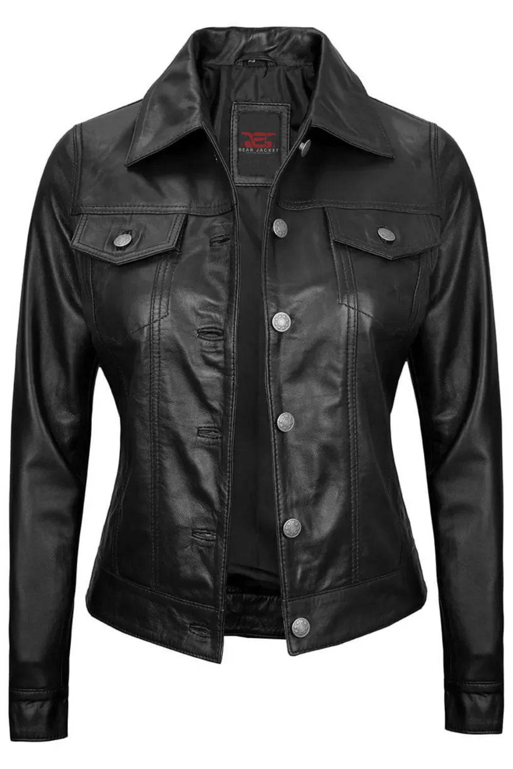 Chloe 4 Pockets Black Trucker Leather Jacket