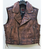 Sullivan Distressed Brown Leather Biker Vest
