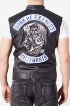 Men's Sons Of Anarchy Vest | Charlie Hunnam | California Vest | Sons of Anarchy Motorcycle Club's Redwood | SAMCRO Vest | Motorcycle Leather Vest