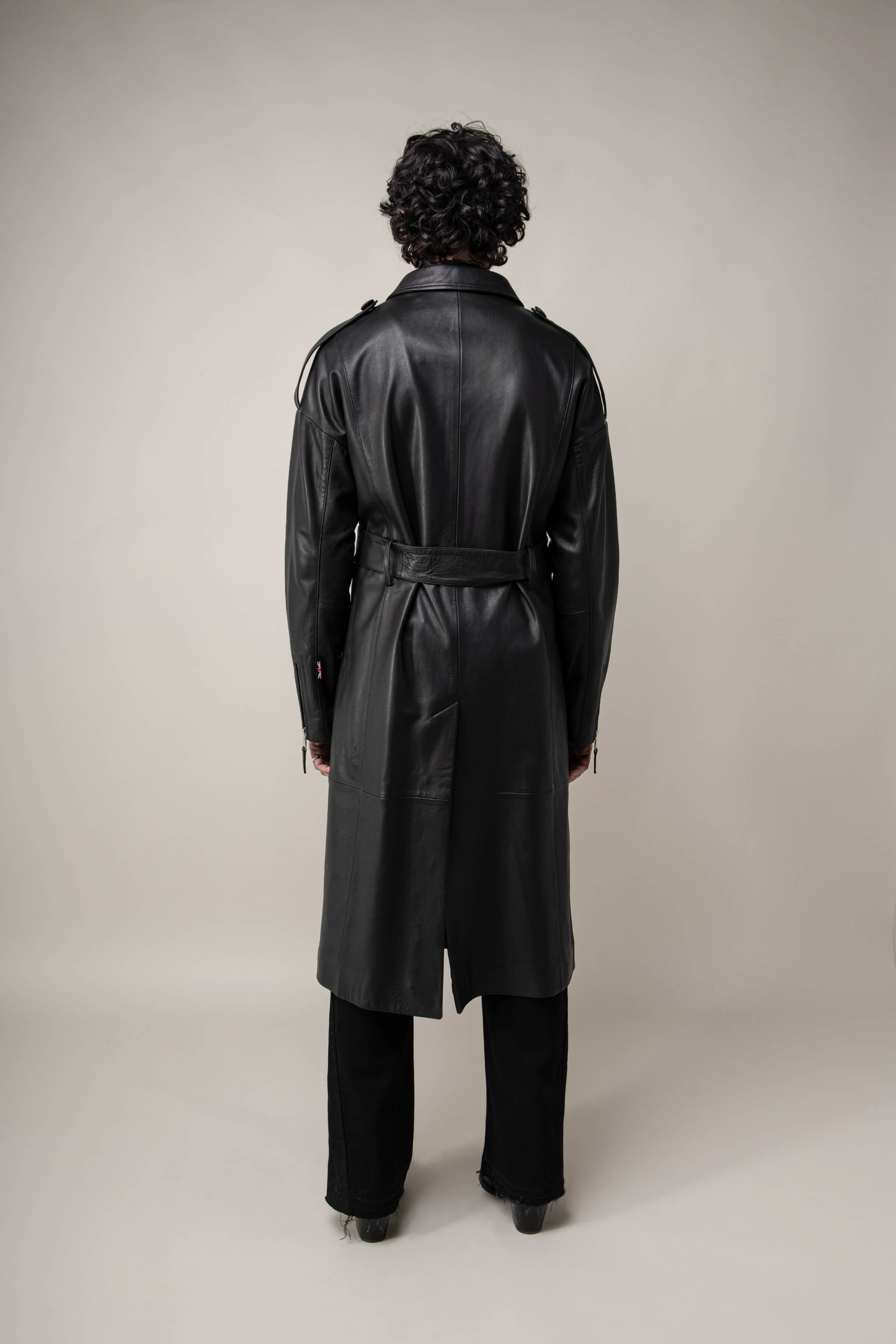 Drop Shoulder Leather Trench (Man)