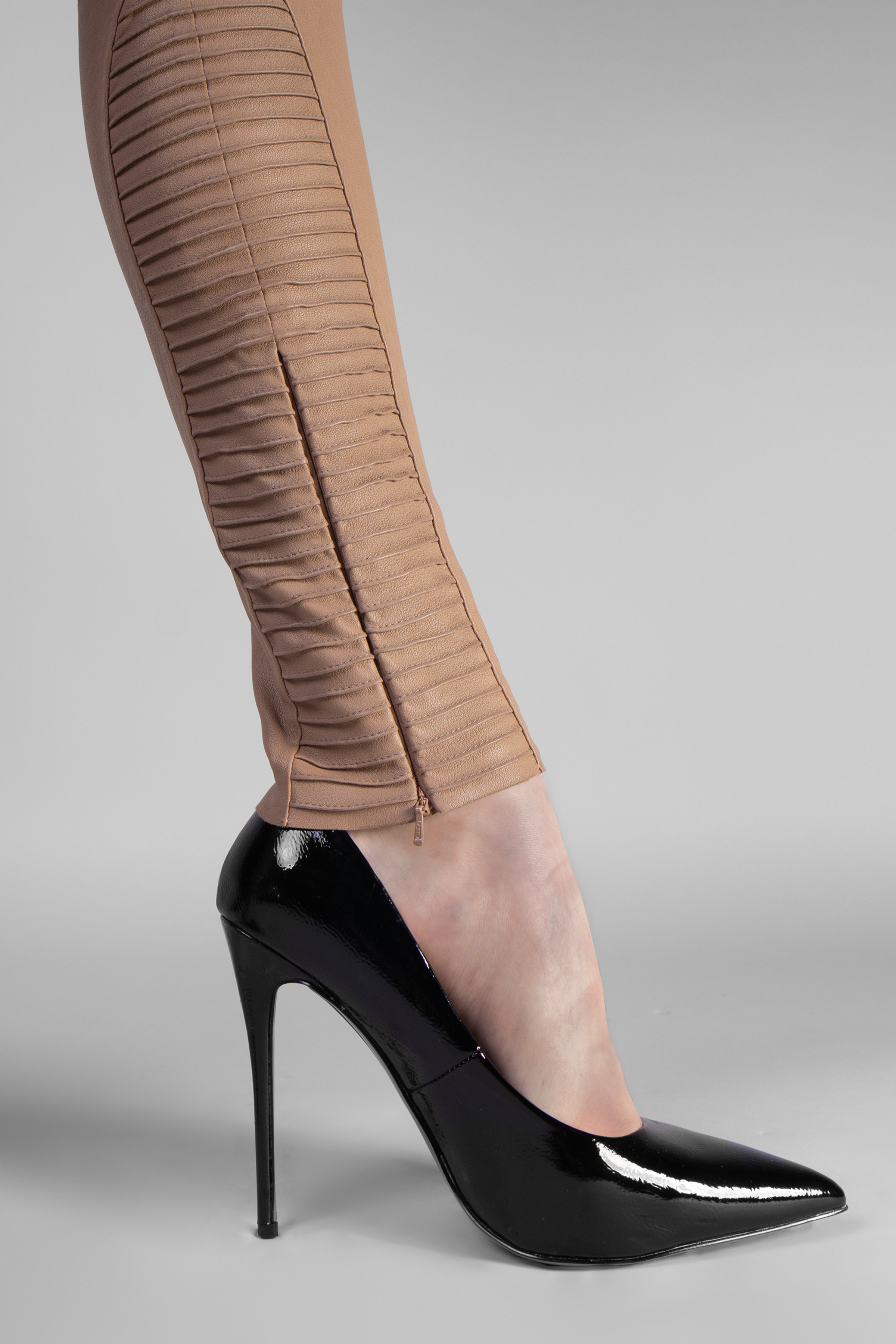 Kay Michaels Leather Leggings - Sand