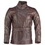 Long Eddie Dark Brown Belted Biker Leather Jacket